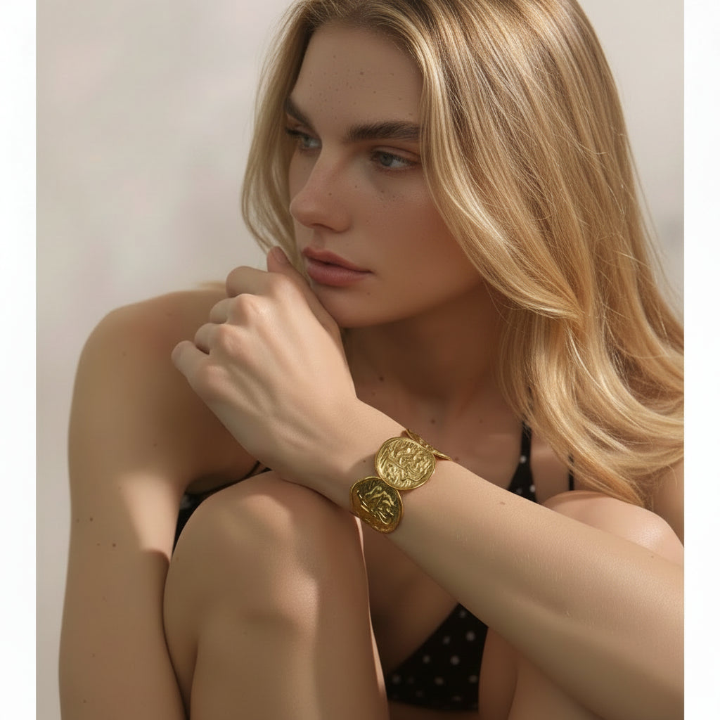 18K Gold Plated Flower Cuff Bracelet