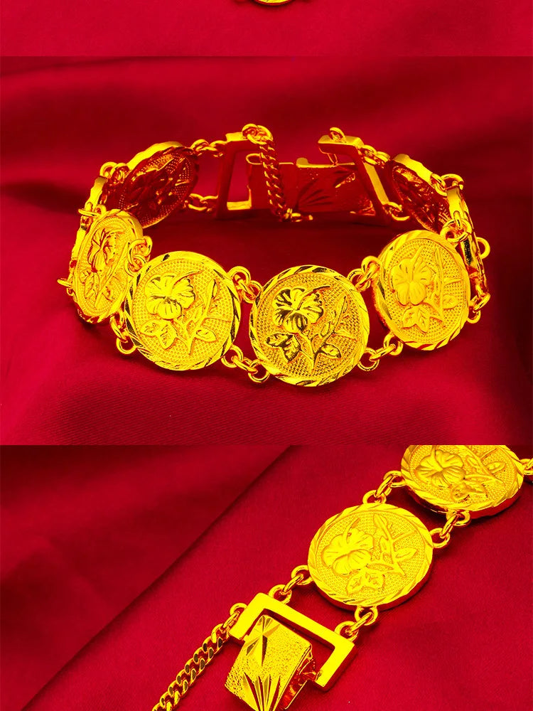 24K Gold Rose Bracelet 20mm Wide