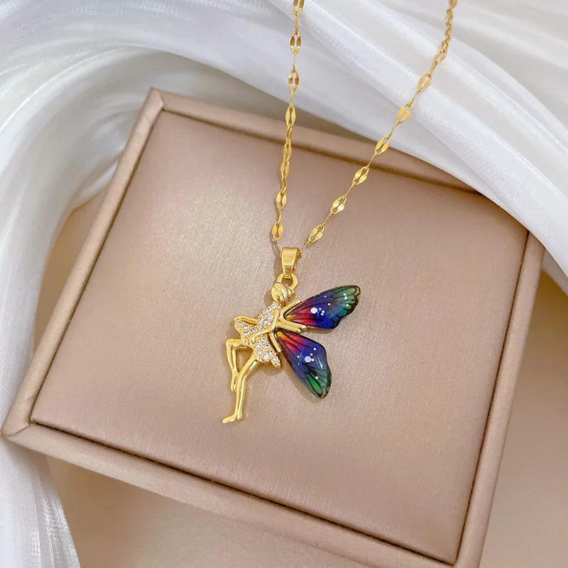 Angel Wing Necklace Stainless Steel Chain