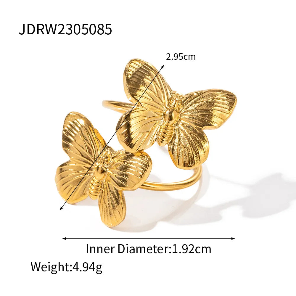 Butterfly Stainless Steel Jewelry Bracelet Ring Earrings Necklace