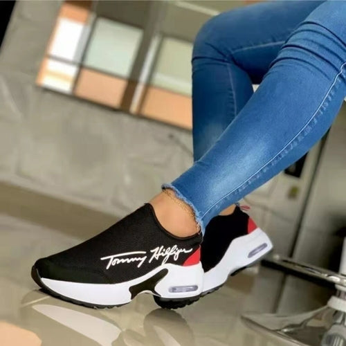 Tommy Hilfiger Casual Breathable Wedges Ladies Walking Sneakers Flat Women Shoes