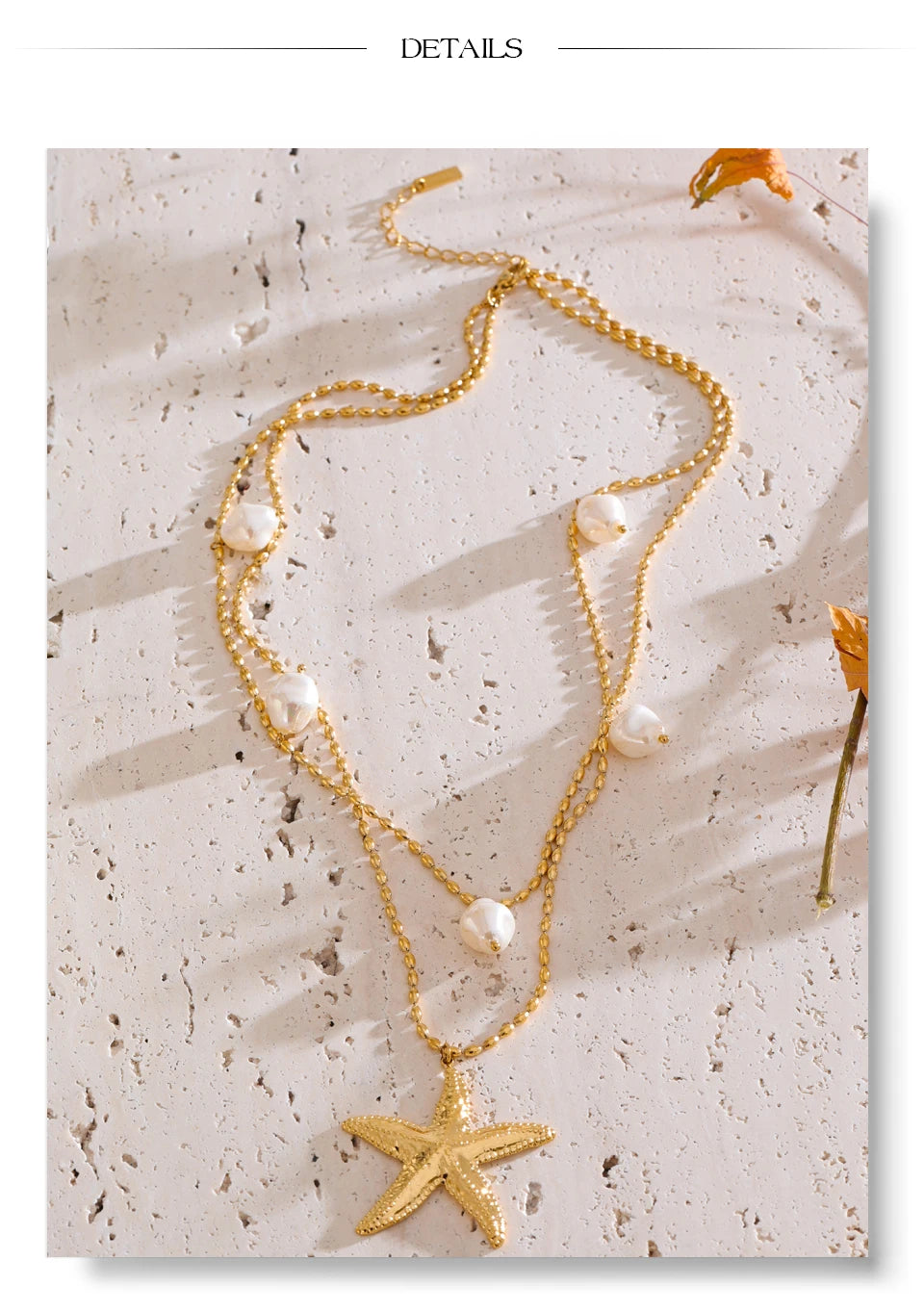 Ocean Double Layer Necklace Gold Plated Stainless Steel Vintage