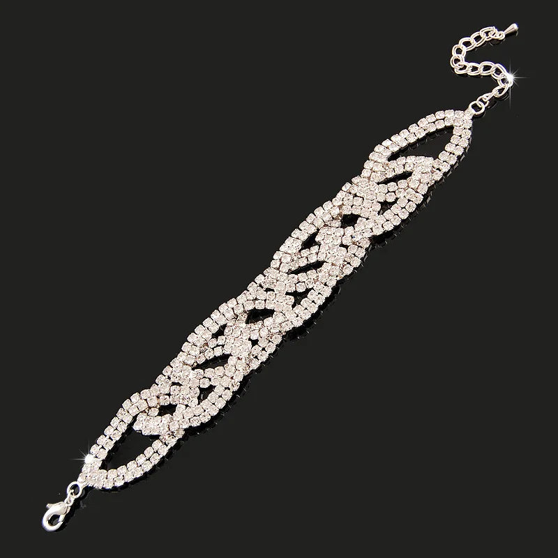 Women’s S925 Sterling Silver Rhinestone Bracelet Gold Silver Tone Chain Link