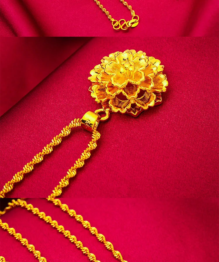 24K Gold Flower Pendant