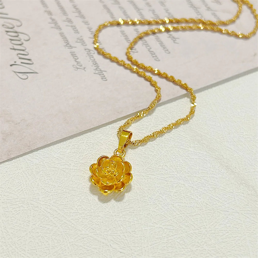 24K Gold Plated Necklace & Stud Earrings Set