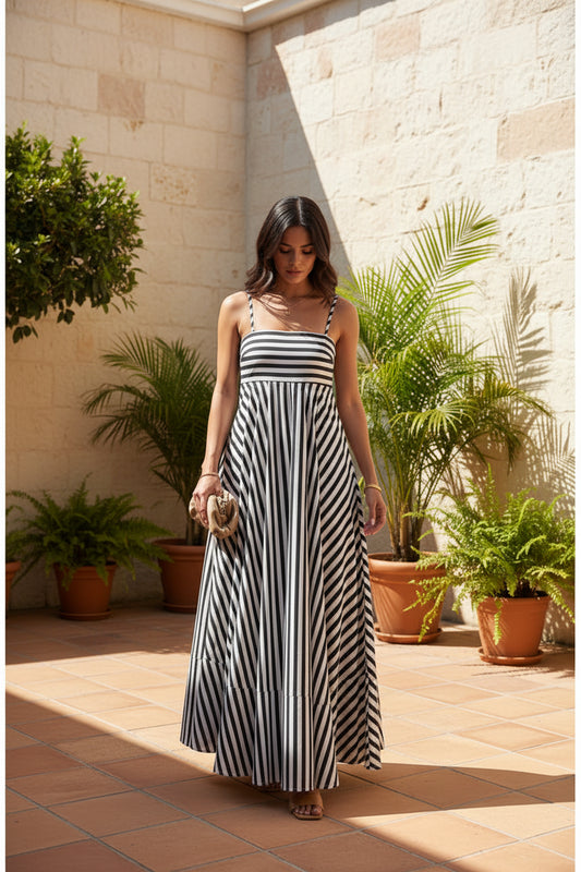 Striped Maxi Dress with Pockets