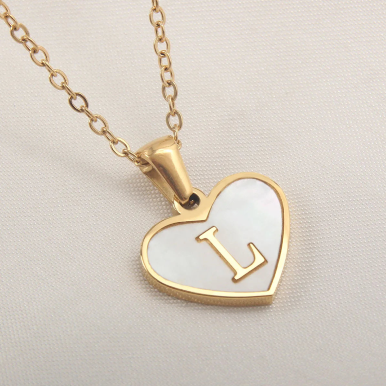 Gold Plated Initial Necklace Stainless Steel