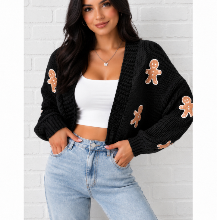 Women’s GingerBread Man Cropped Cardigan