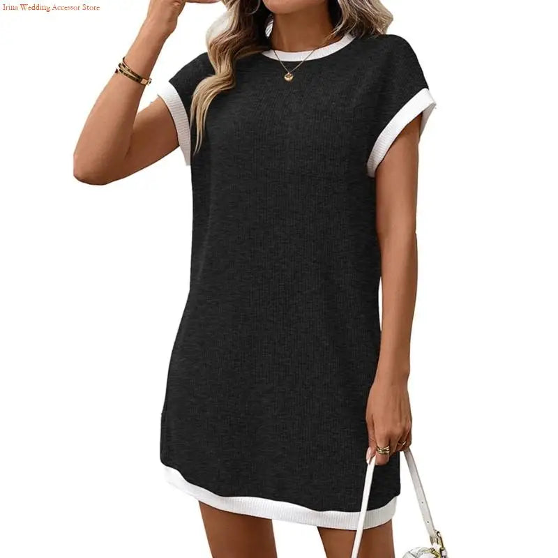 Casual Ribbed Knit Mini Dress