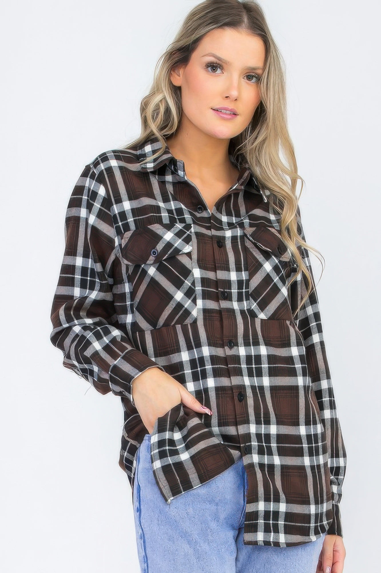 Infinity Beautiful Cozy Check Flannel – Oversized Plaid Shirt Style Layer - Infinity Beautiful Boutique