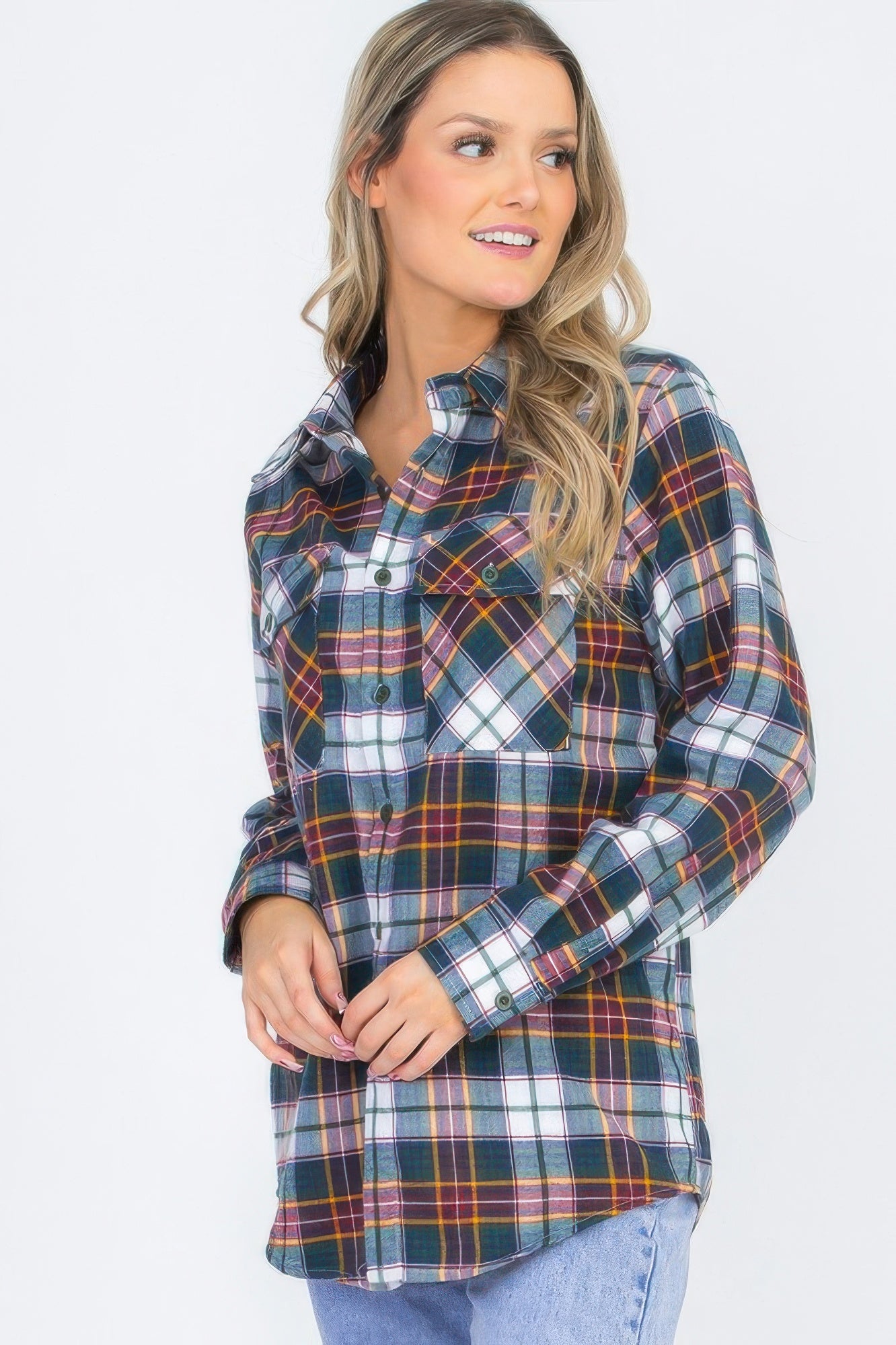 Infinity Beautiful Cozy Check Flannel – Oversized Plaid Shirt Style Layer - Infinity Beautiful Boutique