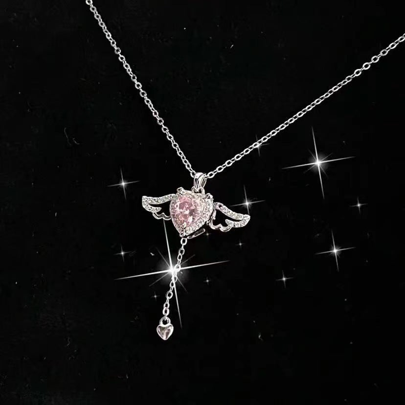 Infinity Beautiful Cupid Heart Necklace – Angel Wings & Crystal Tassel - Infinity Beautiful Boutique