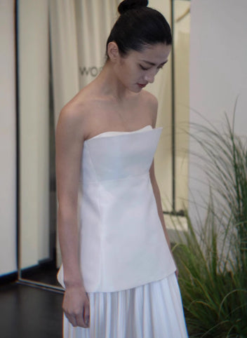 Infinity Beautiful Satin Tube Top Gown – Elegant White Engagement Morning Dress