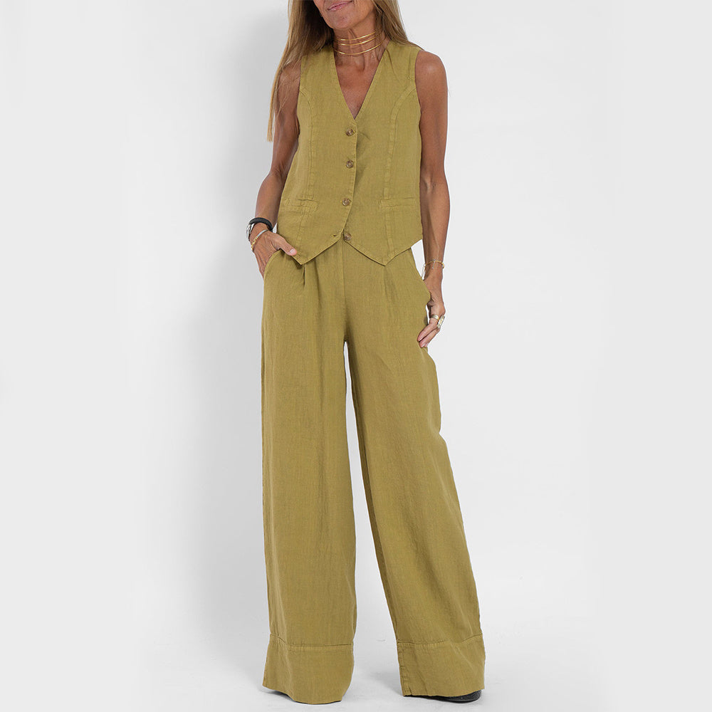 Infinity Beautiful Summer Vest Suit – V-Neck Sleeveless Top & Loose Trousers S, M, L, XL, XXL - Infinity Beautiful Boutique