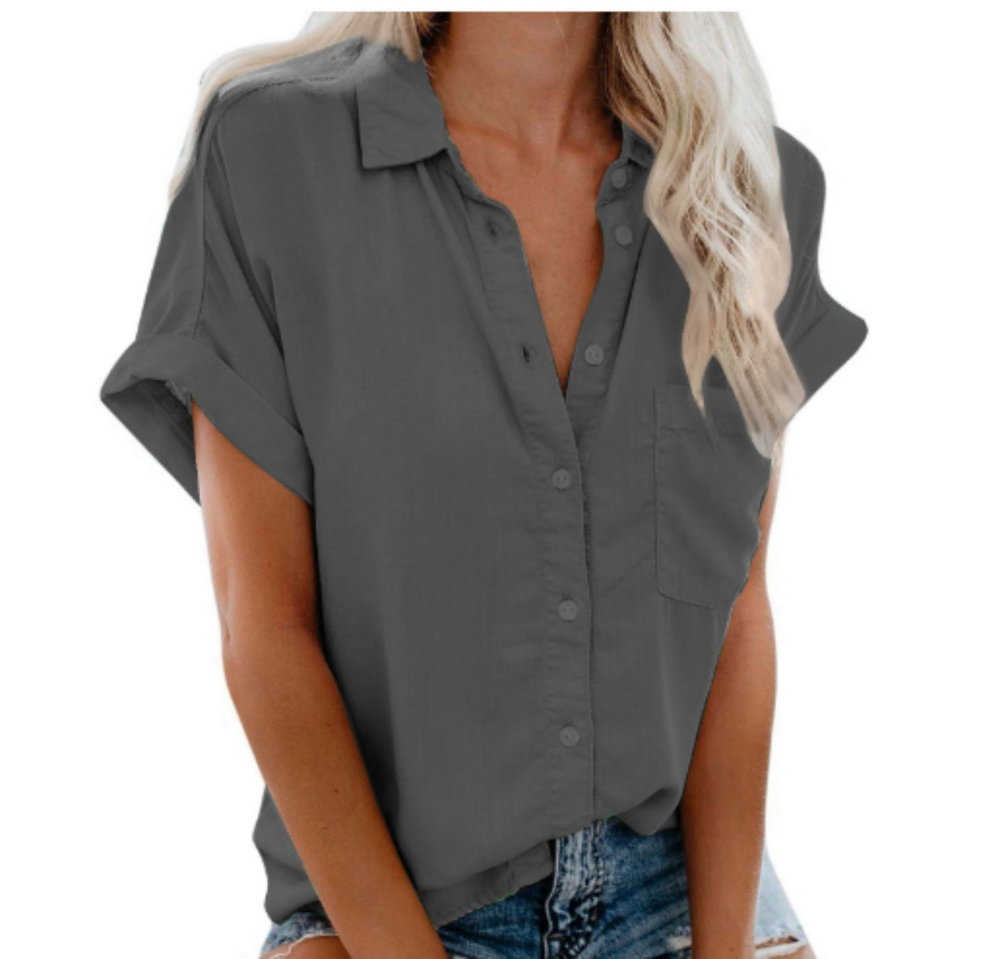 Infinity Beautiful Short Sleeve Lapel Shirt – Button-Up Top for Women - Infinity Beautiful Boutique