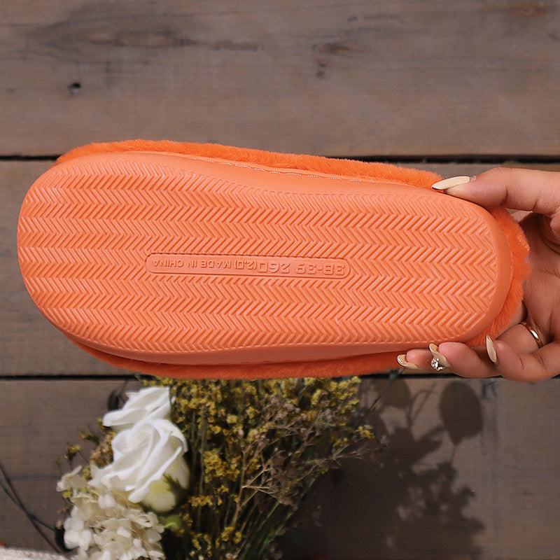 Cute Halloween Pumpkin Slippers Winter Warm Plush Bedroom Floor Home Slippers Casual Slip On Comfortable Cozy Indoor House Shoes - Infinity Beautiful Boutique
