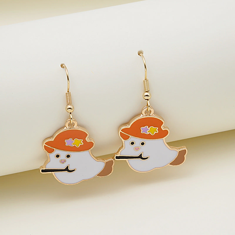 Halloween Earrings Cute Pumpkin Spooky Oil Drip Alloy Earrings Jewelry - Infinity Beautiful Boutique