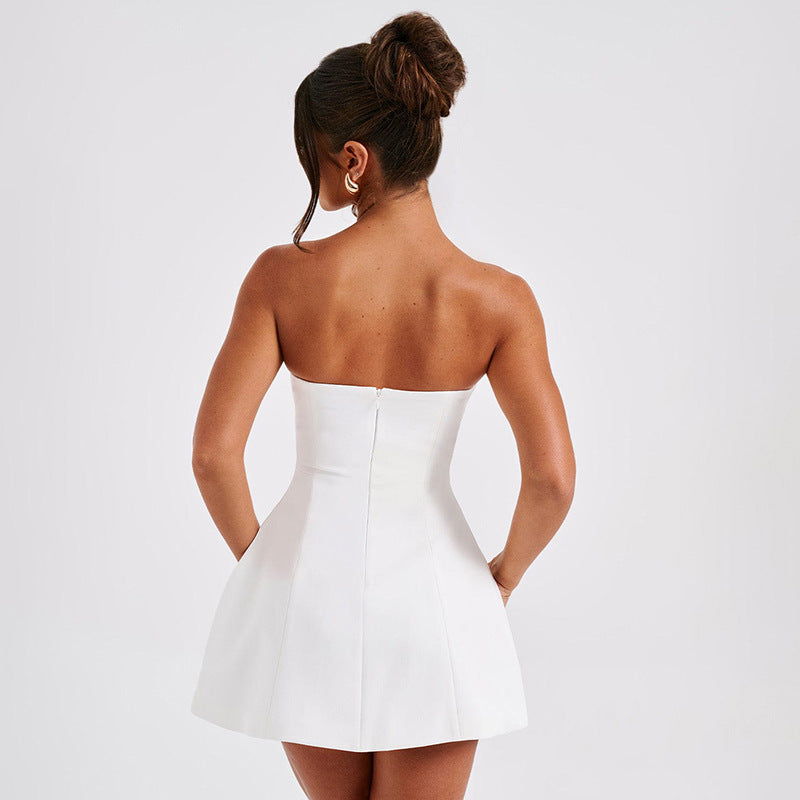 Infinity Beautiful Summer Tube Dress – Backless, Solid Color, Slim Fit - Infinity Beautiful Boutique