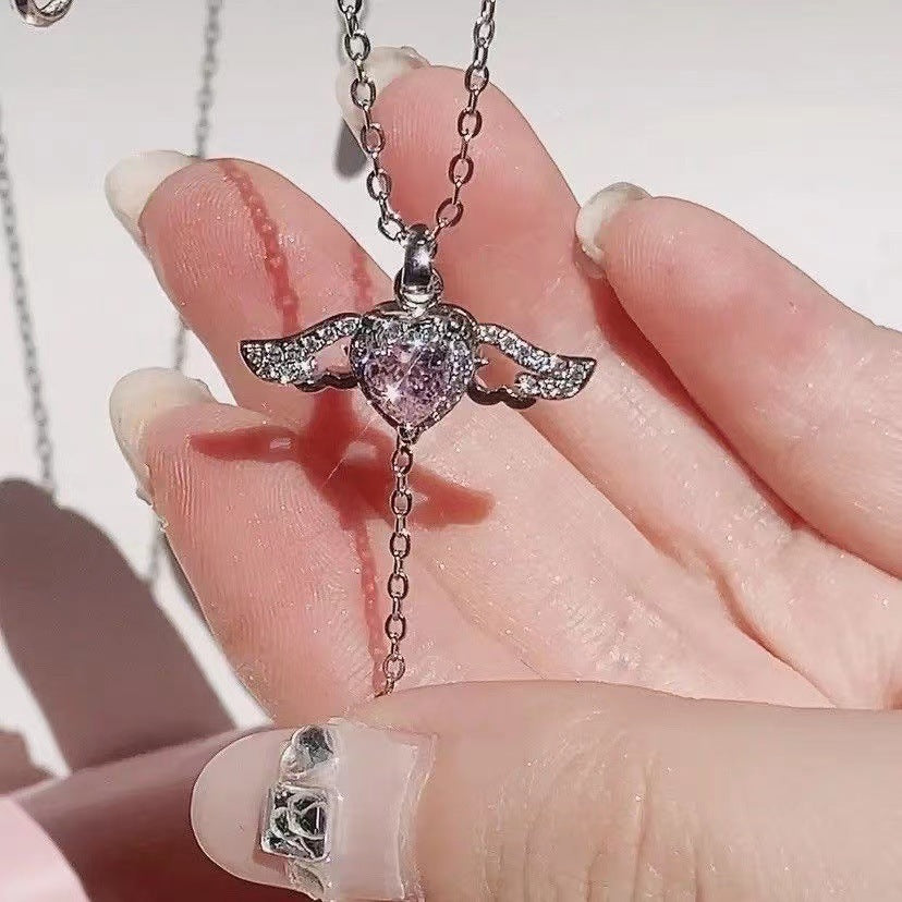 Infinity Beautiful Cupid Heart Necklace – Angel Wings & Crystal Tassel - Infinity Beautiful Boutique
