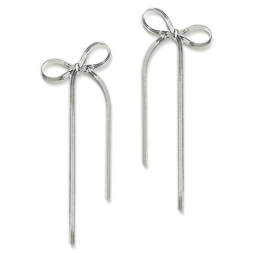 Infinity Beautiful Stainless Steel Herringbone Bow Earrings