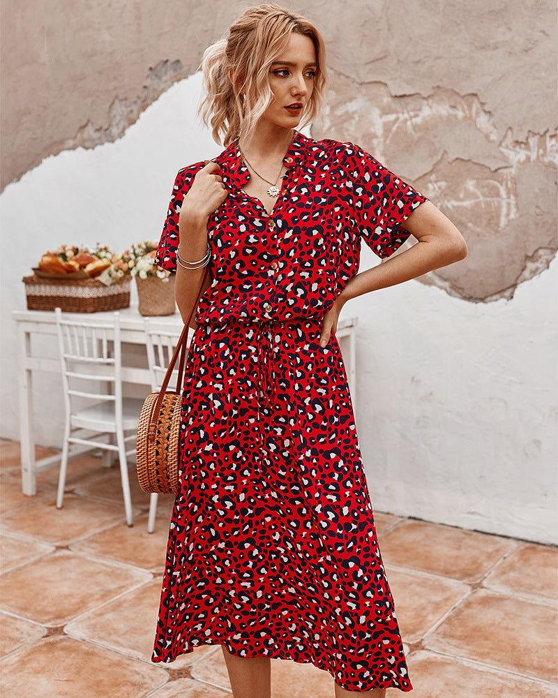 Infinity Beautiful Polka Dot Shirt Dress – Short Sleeve with Classic Collar Style