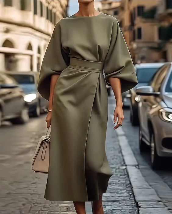 Infinity Beautiful Batwing Sleeve Dress – Loose Fit with Waist-Tightened Elegant Style