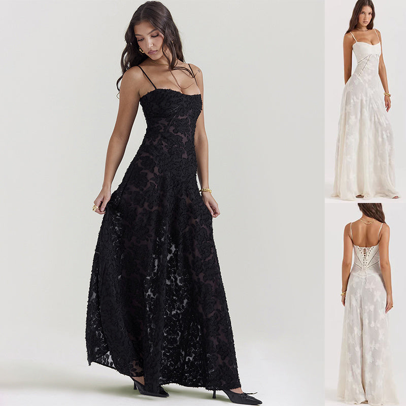 Infinity Beautiful Lace Suspender Dress – Elegant Strapless Summer Evening Style - Infinity Beautiful Boutique