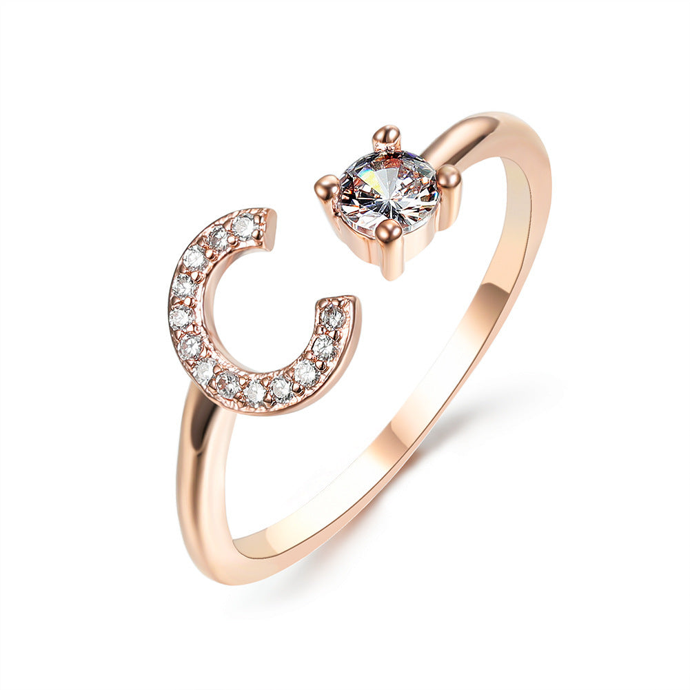 Infinity Beautiful Initial Letter Ring – Adjustable Elegant Jewelry with A–Z Personalization - Infinity Beautiful Boutique