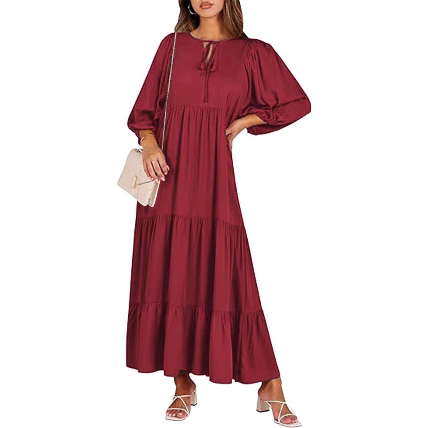 Infinity Beautiful Boho V-Neck Maxi Dress – Vintage Print Summer Style for Women
