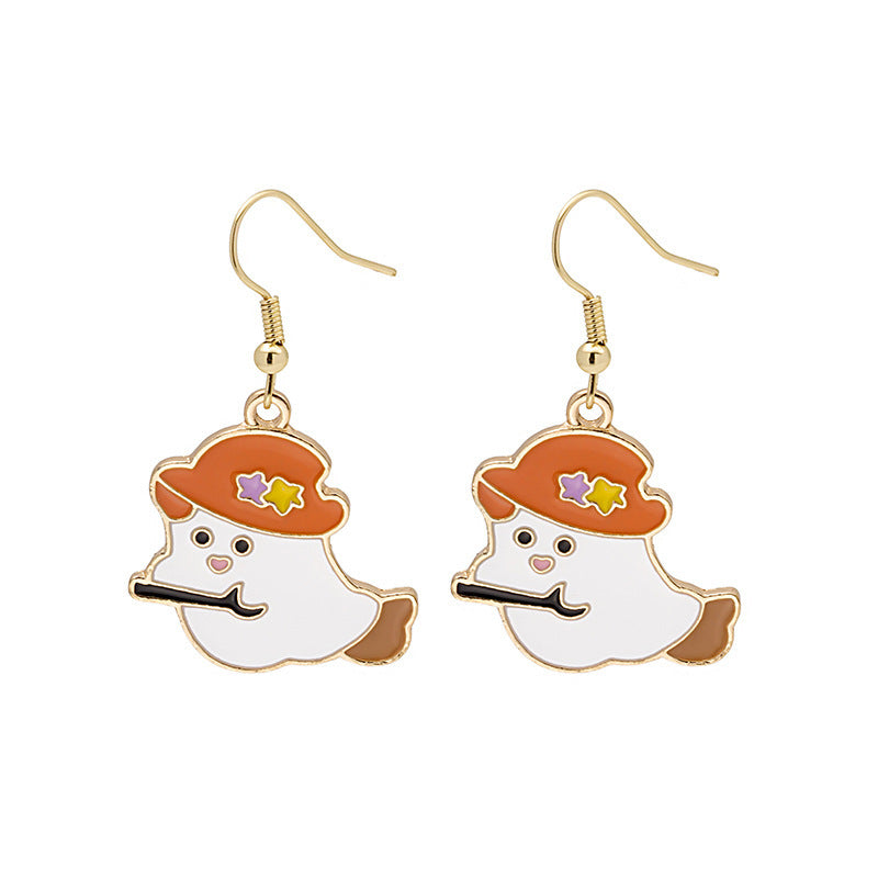 Halloween Earrings Cute Pumpkin Spooky Oil Drip Alloy Earrings Jewelry - Infinity Beautiful Boutique