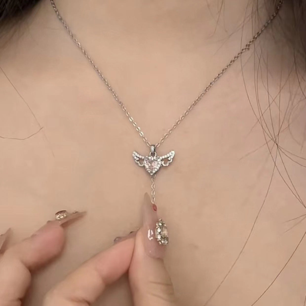 Infinity Beautiful Cupid Heart Necklace – Angel Wings & Crystal Tassel - Infinity Beautiful Boutique