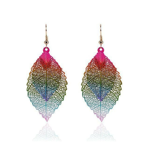 Infinity Beautiful Rainbow Leaf Earrings