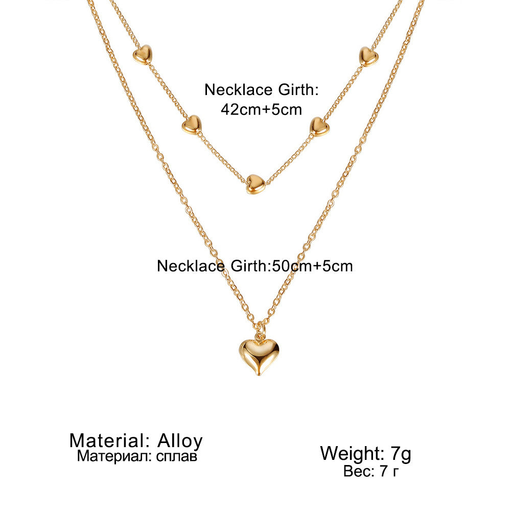 Double-layer Heart Pendant Fine Chain Necklace For Women Multilayer Gold Color Metal Necklaces Fashion Jewelry Accessories - Infinity Beautiful Boutique