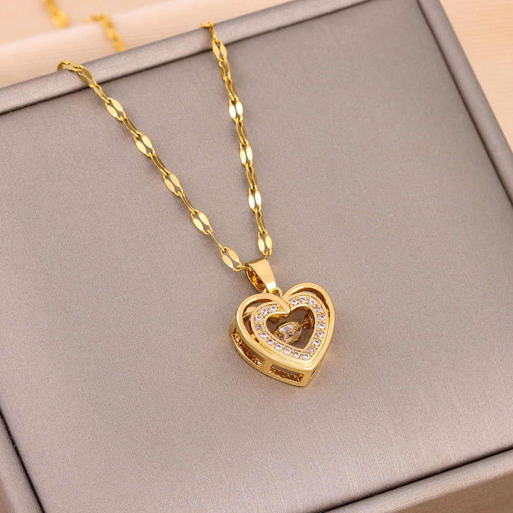 Infinity Beautiful Double-Layer Love Necklace – Rhinestone Titanium Steel Pendant for Mother's or Valentine’s Day - Infinity Beautiful Boutique