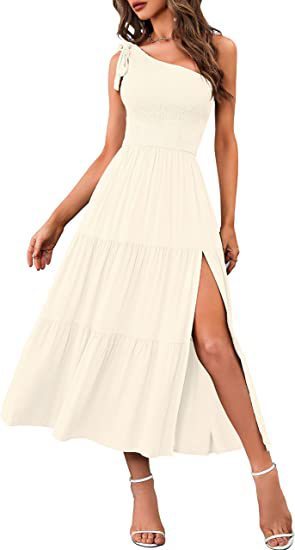 One-Shoulder Pleated Summer Dress - Infinity Beautiful Boutique