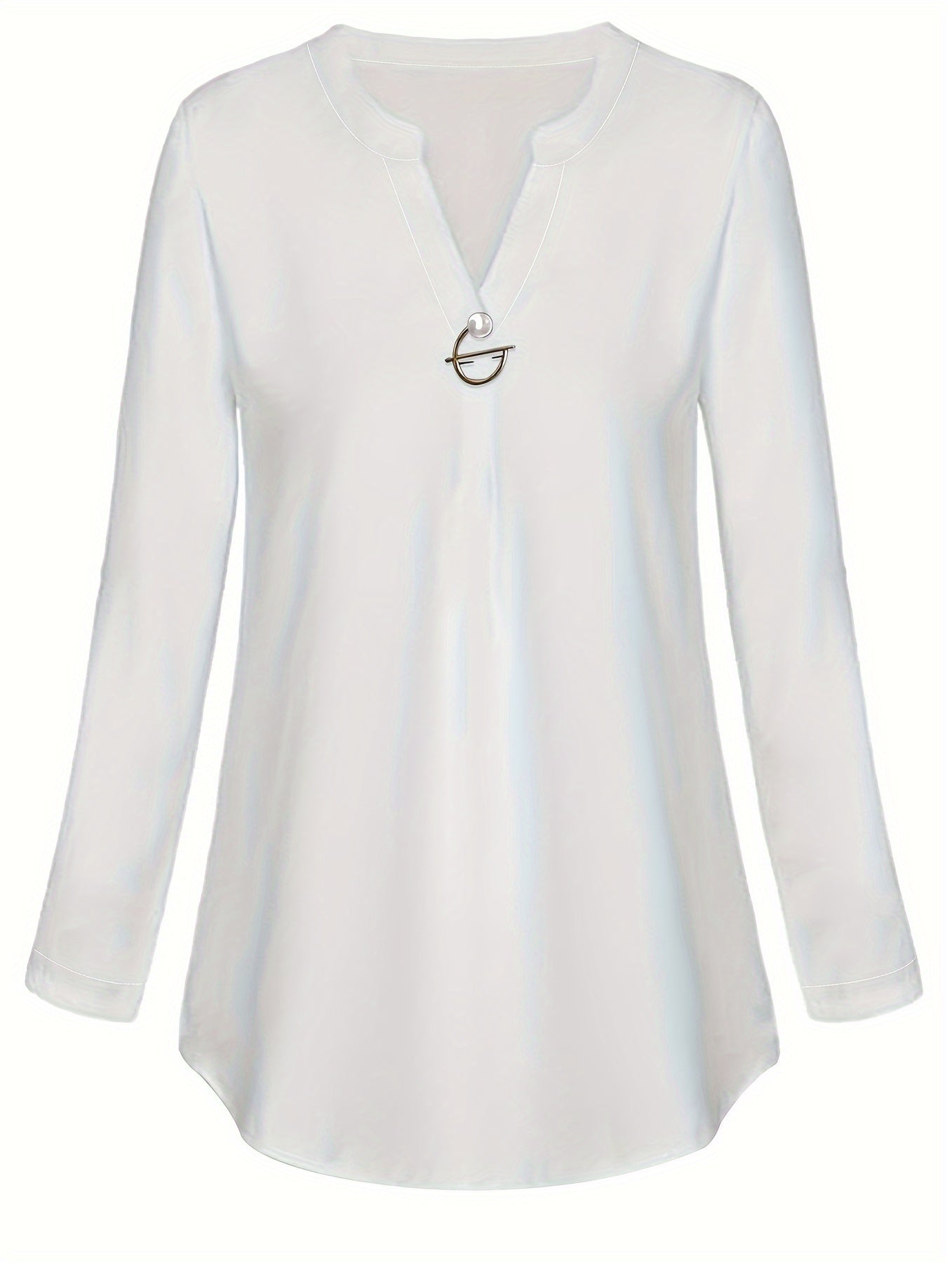 Infinity Beautiful Classic Pearl Accent Shirt – Long Sleeve Casual Style with a Timeless Touch - Infinity Beautiful Boutique