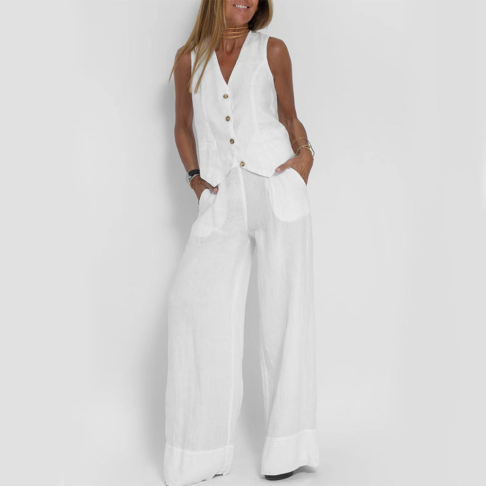Infinity Beautiful Summer Vest Suit – V-Neck Sleeveless Top & Loose Trousers S, M, L, XL, XXL - Infinity Beautiful Boutique