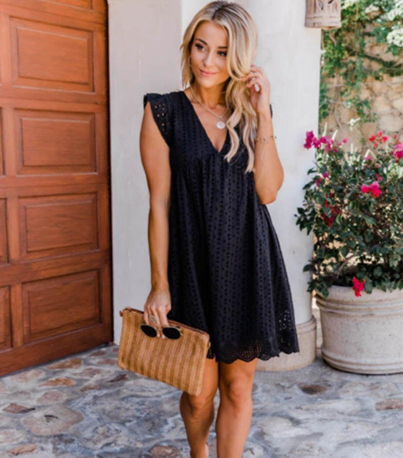 Infinity Beautiful Lace Pocket Dress – Sleeveless V-Neck Summer Style - Infinity Beautiful Boutique