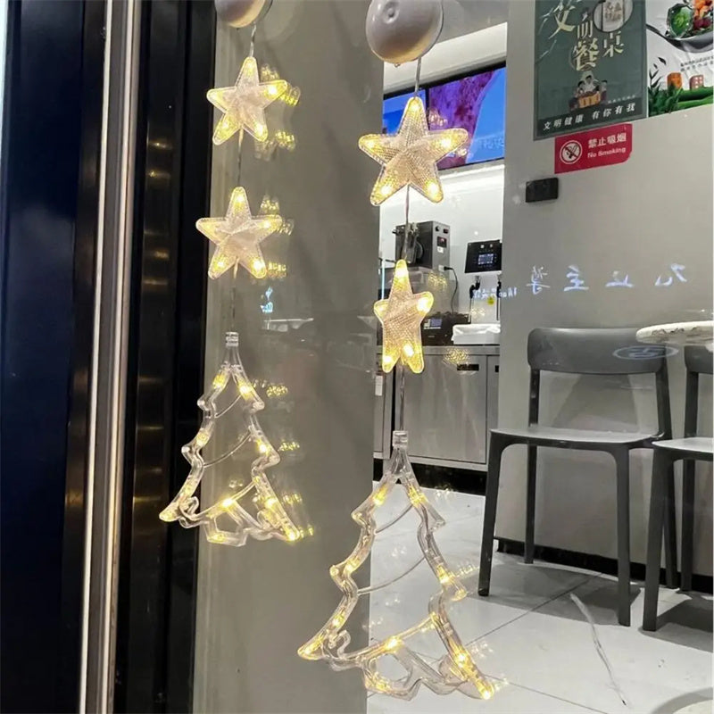 Christmas 3pcs LED Light Star Xmas Tree Hanging Sucker Lamp Window Ornaments Decoration For Home Xmas Navidad New Year Decor Christmas Decorations - Infinity Beautiful Boutique