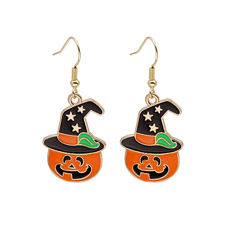 Halloween Earrings Cute Pumpkin Spooky Oil Drip Alloy Earrings Jewelry - Infinity Beautiful Boutique