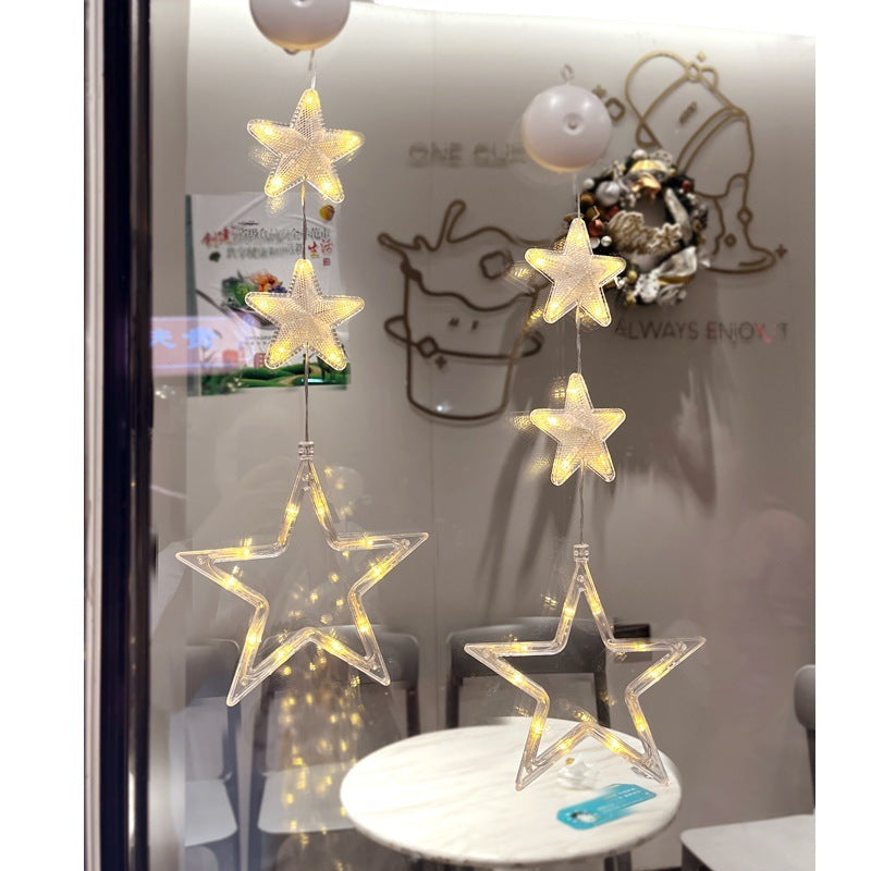 Christmas 3pcs LED Light Star Xmas Tree Hanging Sucker Lamp Window Ornaments Decoration For Home Xmas Navidad New Year Decor Christmas Decorations - Infinity Beautiful Boutique