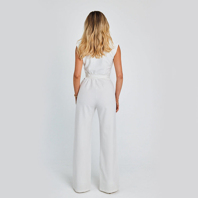 Infinity Beautiful Elegant Sleeveless Jumpsuit – V-Neck, Wide-Leg Summer Style S, M, L, XL, XXL, 3XL, 4XL, 5XL - Infinity Beautiful Boutique