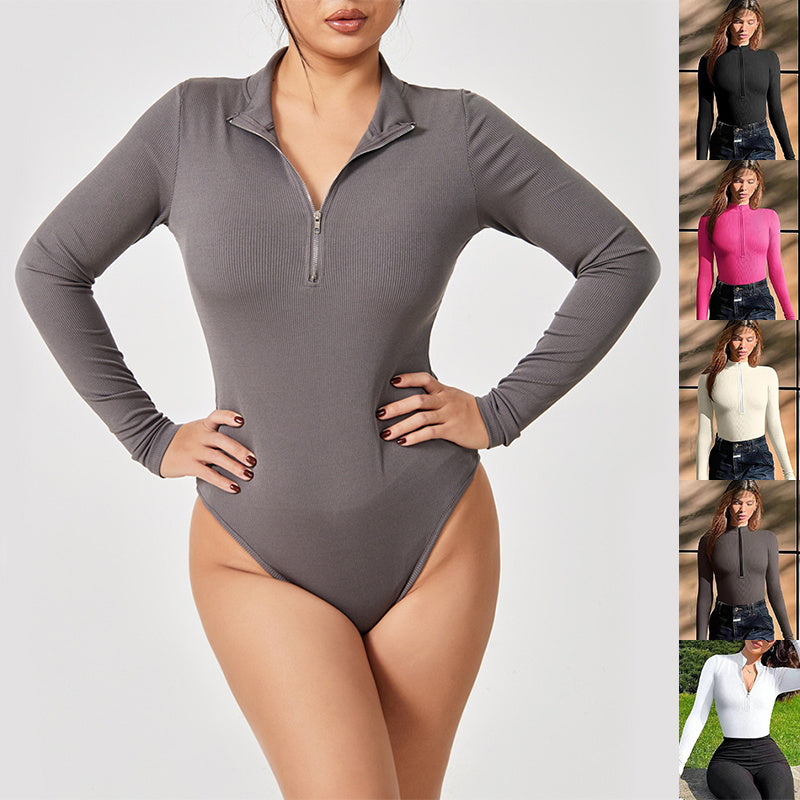 Seamless Long Sleeve Zipper Jumpsuit – Slimming Shapewear Romper for Women - Infinity Beautiful Boutique