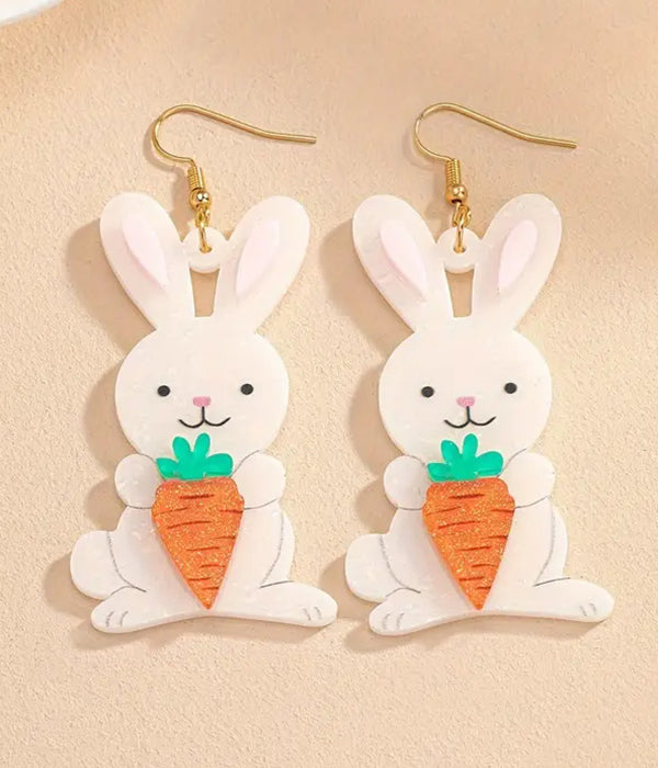 Infinity Beautiful Easter Bunny & Carrot Earrings
