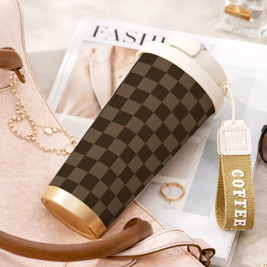 Classic Checkered Design Stainless Steel Travel Tumbler