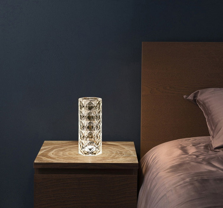 Nordic Crystal Lamp USB Table Lamps Bedroom Touch Dimming Atmosphere Diamond Night Light Rose Projector Lamp Decor - Infinity Beautiful Boutique