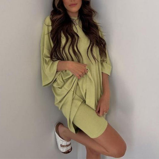 Infinity Beautiful Summer Chill Set – Loose Fit Tee with Slim Stretch Shorts for a Trendy Look - Infinity Beautiful Boutique