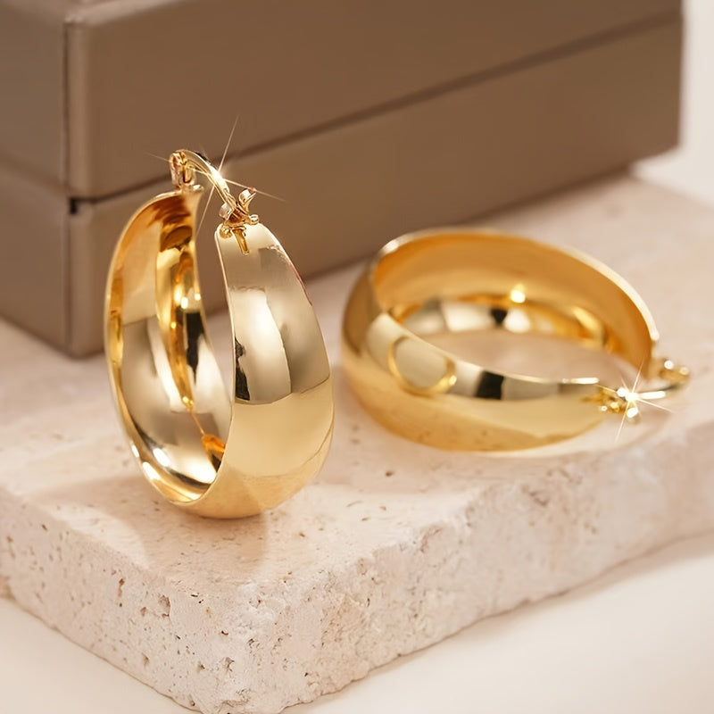 18K Gold Plated Stainless Steel Hoop Earrings Hypoallergenic