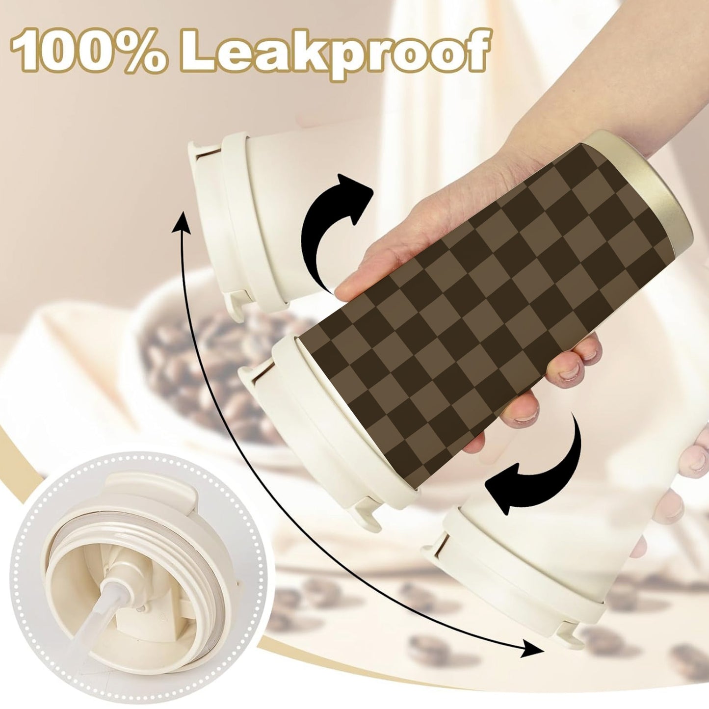 Classic Checkered Design Stainless Steel Travel Tumbler