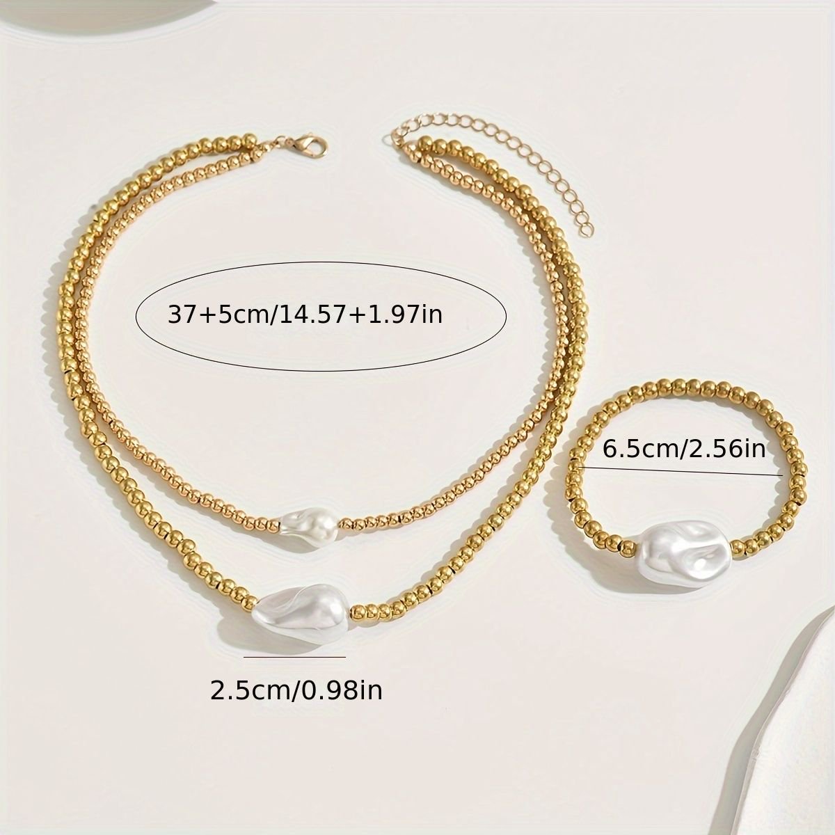Luxury Gold Electroplated Layered Jewelry Set – Handmade Necklace & Bracelet Duo